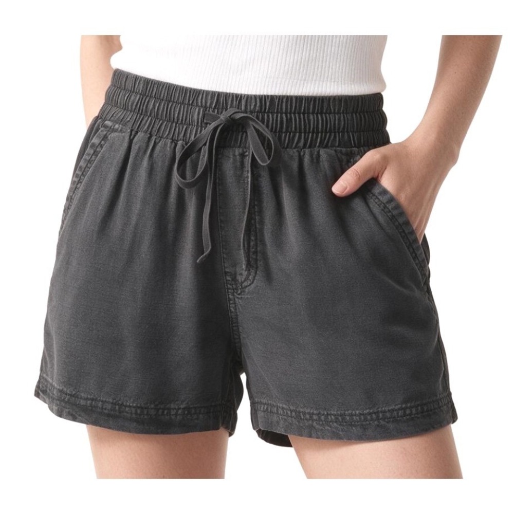 SPLENDID CAMPSIDE SHORTS Faded Black/Charcoal ELASTIC WAIST Lyocell/Linen SIZE S
